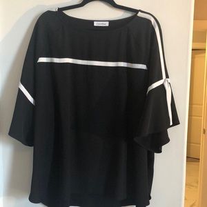 Calvin Klein black blouse with white trim. Size 2x